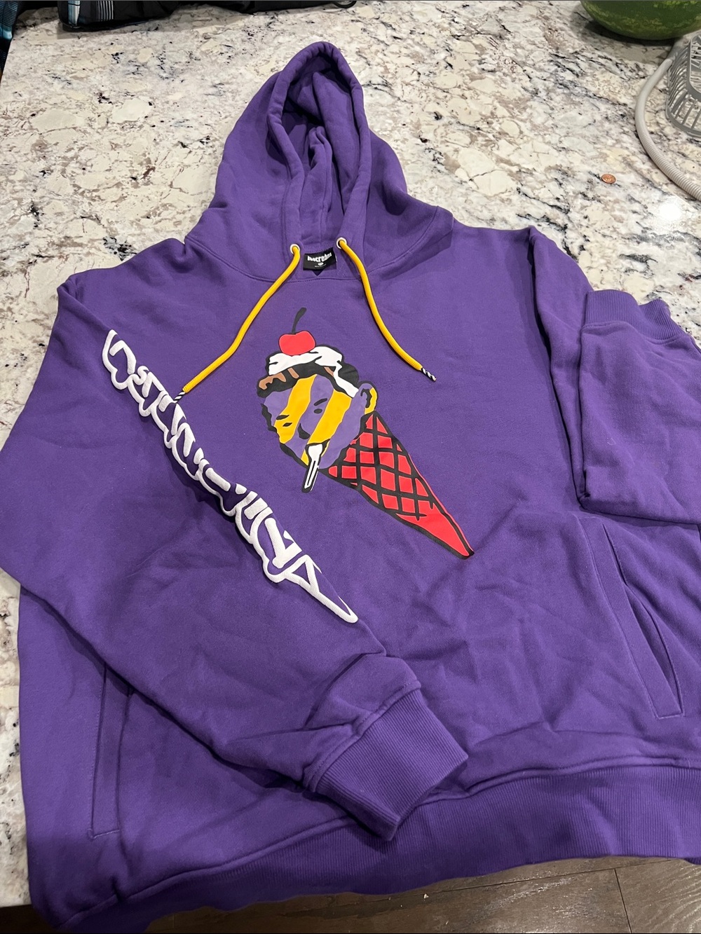 Purple Ice Cream Graphic Hoodie with cherry on top